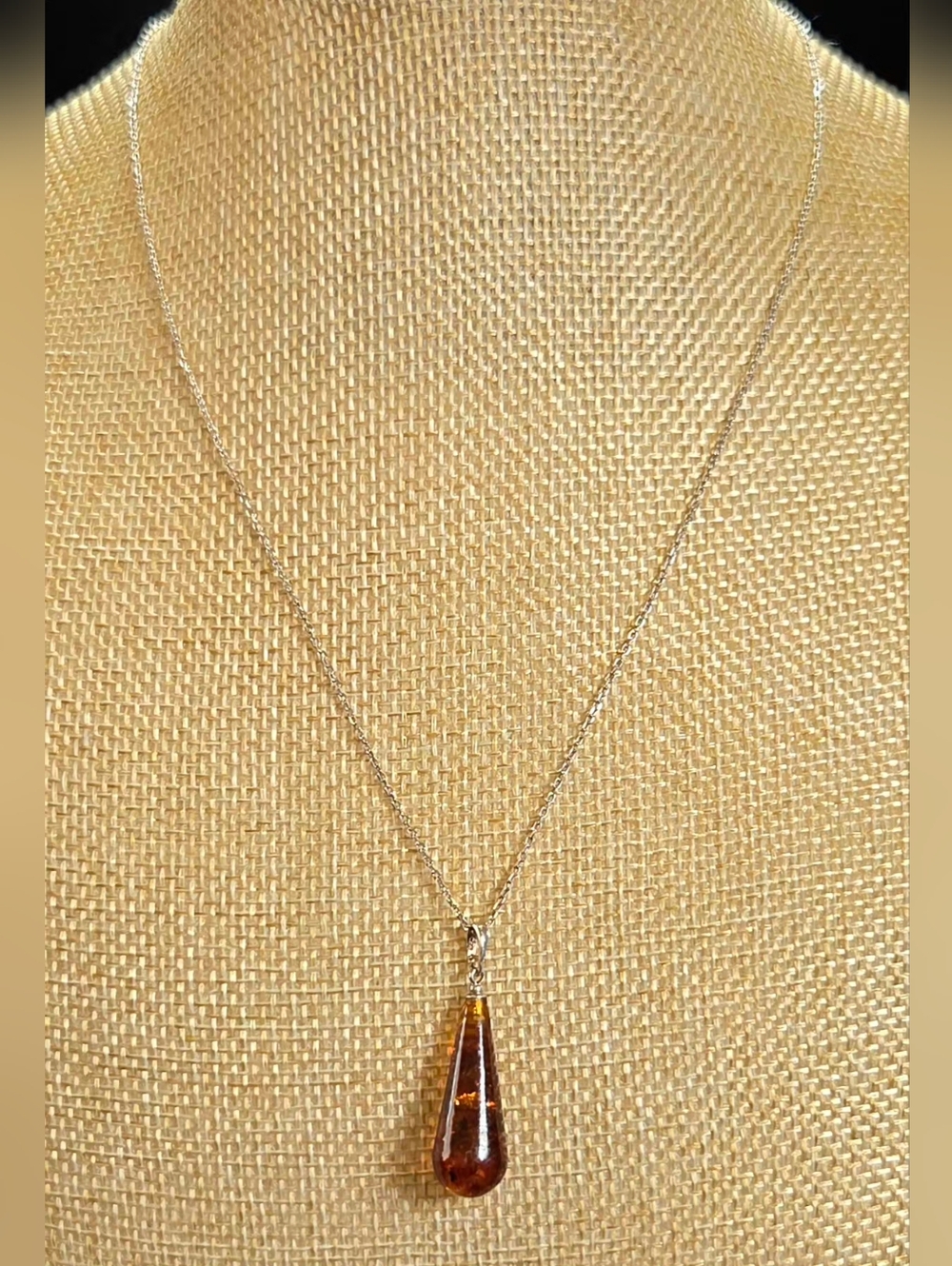 NWOT Sterling Silver Necklace Marked 926 With A Baltic Amer Pendant.